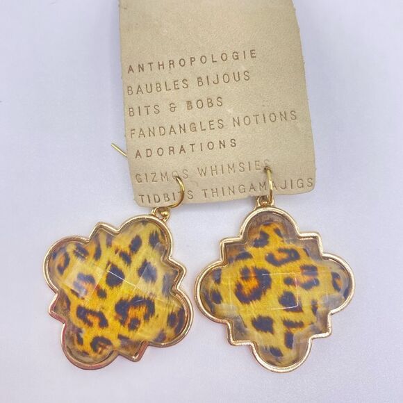 Anthropologie Cheetah Print Drop Earrings - Picture 1 of 6